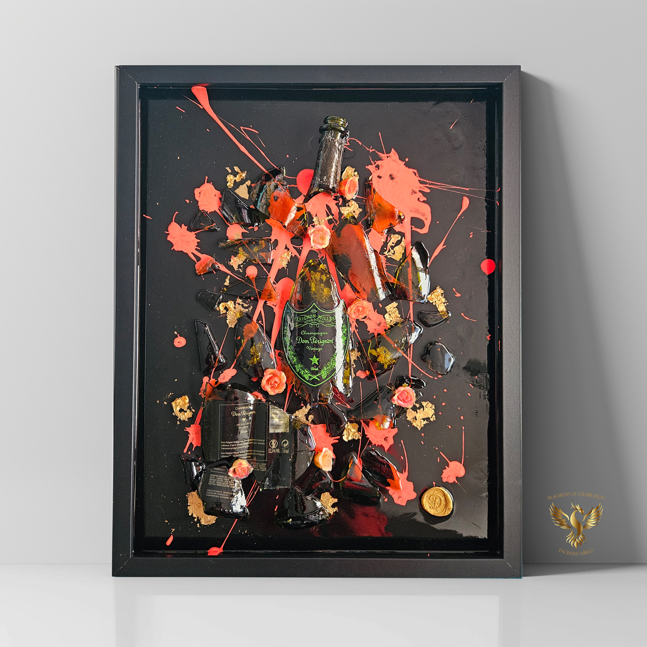 Dom Perignon zerbrochene Flasche - Capture Moments Eerinnerungen als Kunstwerk von Bertl Seebacher